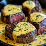 Filete Mignon Jugoso con Salsa Rica de Champiñones Portobello