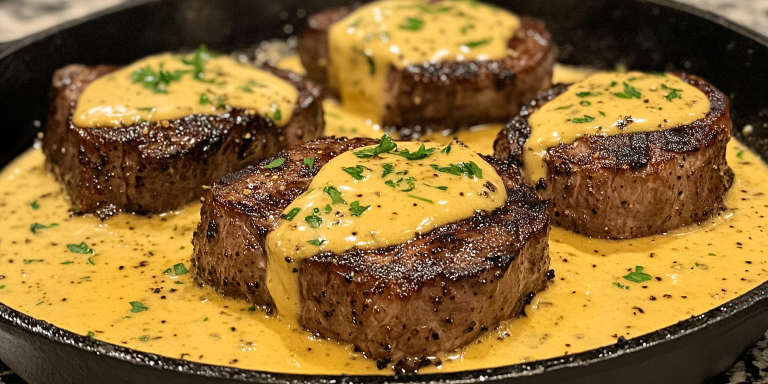 Filete Mignon Jugoso con Salsa Rica de Champiñones Portobello
