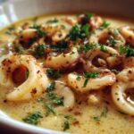 Aros de Calamar en Caldo de Mostaza