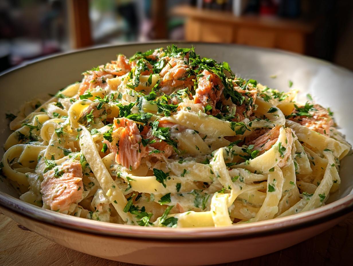 Fetuccini Cremoso con Salmón